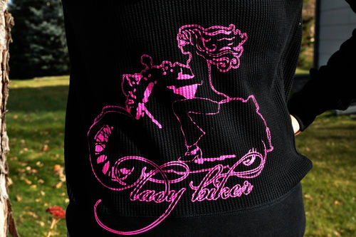 Pink Lady Biker Small Thermal Black Hoodie