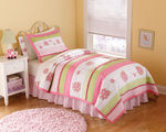 Crazy Pink Ladybug Twin Quilt with Pillow Sham