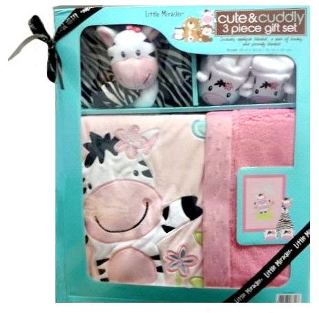 Little Miracles Baby Gift Set 3Pc Set Zebra Character