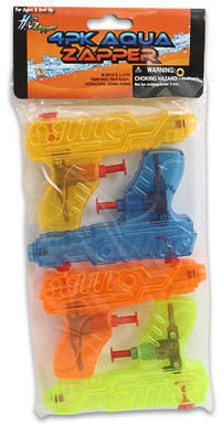 4 Pk Plastic Water Gun H2O Zapper Case Pack 16