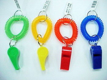 Wholesale Plastic Whistle Coil key Chain Case Pack 144