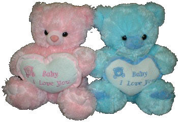 9"" Baby I Love You Pink & Blue Bears Case Pack 24