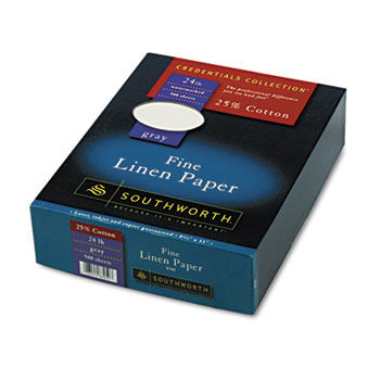 25% Cotton Linen Business Paper, Gray,  24 lbs., 8-1/2 x 11, 500/Box, FSC