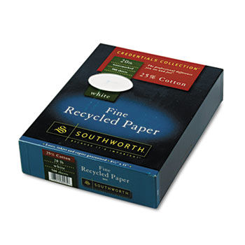 25% Cotton Recycled Business Paper, White, 20 lbs., 8-1/2 x 11,  500/Box, FSC