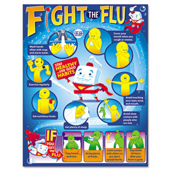Fight the Flu Learning Chart, Motivational Print, 17 x 22, 12/Pack