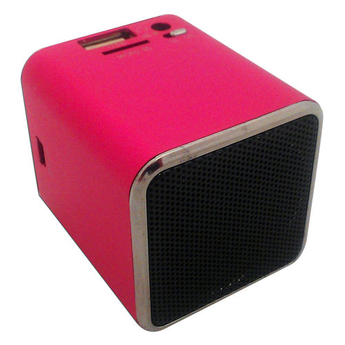 Professional Cable Pink SnowFire Portable Cuboid Shape Stereo Speaker for iPod / iPad / iPhone & MP3 Electronic Gadgets with Rechargable Battery