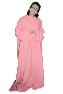 Soft Fleece Blanket With Sleeves - Pink
