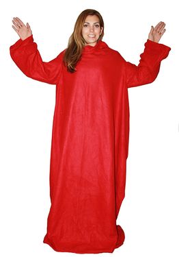 Soft Fleece Blanket With Sleeves - Red