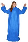 Soft Fleece Blanket With Sleeves - Blue