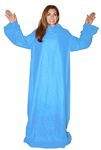 Soft Fleece Blanket With Sleeves - Sky Blue