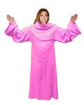 Soft Fleece Blanket With Sleeves - Hot Pink