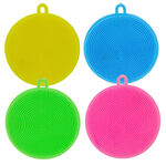Magic Silicone Sponge Scrubber - 4pc  BPA Free Dish Cleaning Brush, Reusable Kitchen Scrubbers, Safe for Dishes & Food Wash, Better Cleaning with No Water Absorb, Eco-Friendly Rubber Sponges