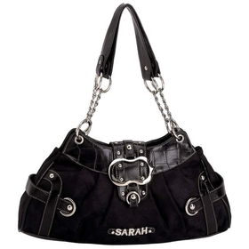 Gigi Chantal&trade; Black Jacquard Handbag with Croco Trimgigi 