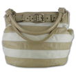 Gigi Chantal&trade; Tan and Bone Stripe Bucket Style Handbag