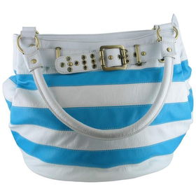 Gigi Chantal&trade; Blue and White Stripe Bucket Style Handbaggigi 