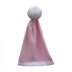 Plush Pink Colored Soccer Ball with Attached Security Blanketplush 