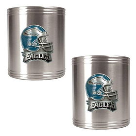 Philadelphia Eagles NFL 2pc Stainless Steel Can Holder Set- Helmet Logophiladelphia 
