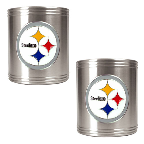 Pittsburgh Steelers NFL 2pc Stainless Steel Can Holder Set- Primary Logo