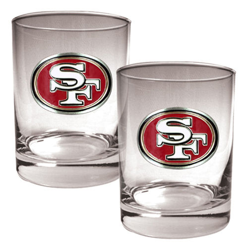 San Francisco 49ers NFL 2pc Rocks Glass Set - Primary logo