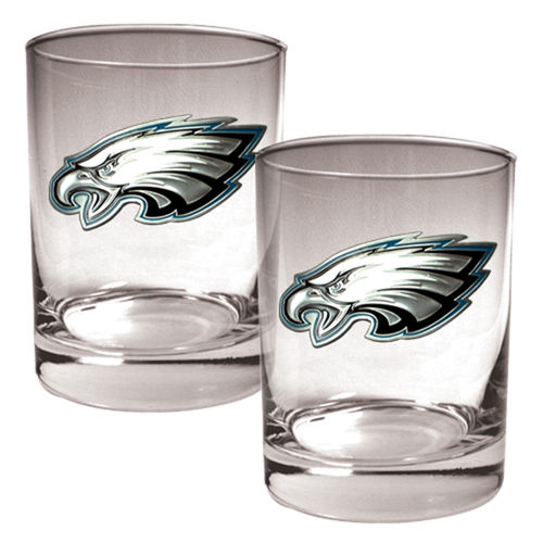 Philadelphia Eagles NFL 2pc Rocks Glass Set - Primary logophiladelphia 