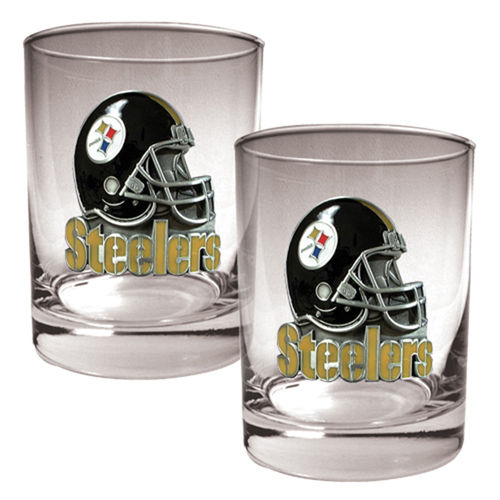 Pittsburgh Steelers NFL 2pc Rocks Glass Set - Helmet logopittsburgh 
