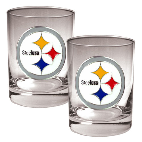 Pittsburgh Steelers NFL 2pc Rocks Glass Set - Primary logo