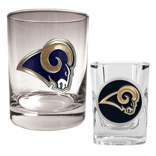 St. Louis Rams NFL Rocks Glass & Shot Glass Set - Primary logo