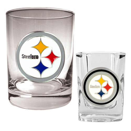 Pittsburgh Steelers NFL Rocks Glass & Shot Glass Set - Primary logo