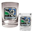 Major League Soccer Logo MLS Rocks Glass and Square Shot Glass Set - Primary Logo