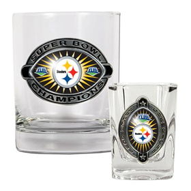 Pittsburgh Steelers NFL Super Bowl 43 Rocks Glass & Shot Glass Setpittsburgh 