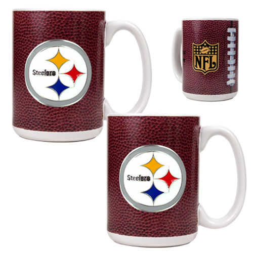 Pittsburgh Steelers NFL 2pc Gameball Ceramic Mug Set - Primary logo
