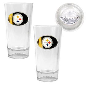 Pittsburgh Steelers NFL 2pc Pint Ale Glass Set with Football Bottom - Oval Logopittsburgh 