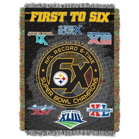 Pittsburgh Steelers NFL 1st to 6X Champs Commemorative Woven Tapestry Throw (48x60")"pittsburgh 