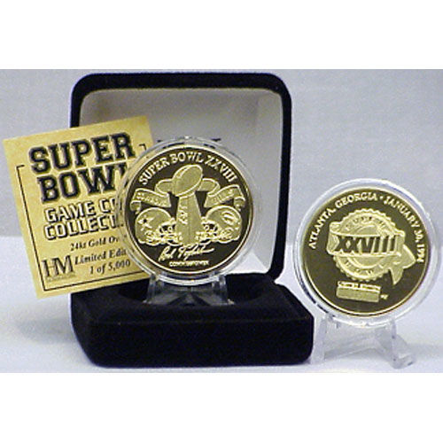 24kt Gold Super Bowl XXVIII flip coingold 