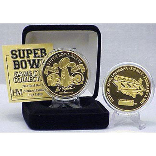 24kt Gold Super Bowl XXXVI flip coingold 