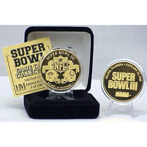 24kt Gold Super Bowl III flip coingold 