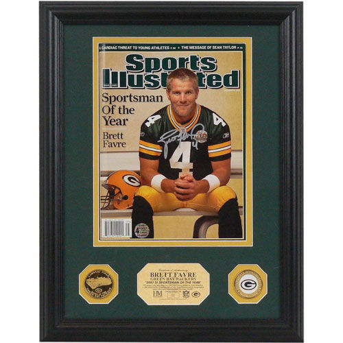 Brett Favre Autographed NFL ?2007 Sportsman of the Year? SI I 24kt Gold Coin Photo Mintbrett 