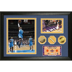 Chris Paul 2009 All Star Game Used Net & 24KT Gold Coin Photo Mintchris 