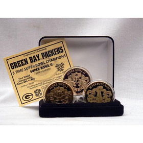 Green Bay Packers 24KT Gold Super Bowl 3 Coin Setgreen 