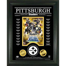 Pittsburgh Steelers Archival Etched Glass Super Bowl Champs 24KT Gold Photo Mintpittsburgh 