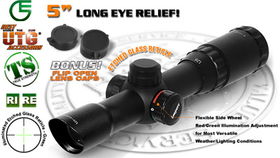Leapers 5th Gen 1.25-4X24 Long Eye Relief Rifle Scope, Illuminated Etched Glass Reticle
