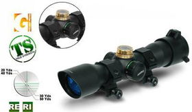 Leapers Golden Image 4x32 Mini Crossbow Scope, Illuminated 5-Step Reticle, 1/4 MOA, 1 Tube, Weaver/Picatinny Rings