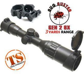 UTG 5th Gen 6x32AO Bug Buster Compact Rifle Scope, Gen 2, Illuminated Mil-Dot Reticle, 1/4 MOA, 1 Tube, See-Thru Weaver Rings