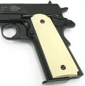 Rubber Grips, Ivory Finish, Fits Umarex Colt 1911 Government CO2 Pistolrubber 