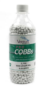 Air Venturi CQBBs 6mm biodegradable airsoft BBs, 0.25g, 2700 rds, whiteair 