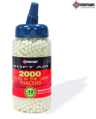 Crosman 6mm plastic airsoft BBs, 0.12g, 2,000 rds, glow in the dark