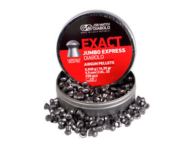 JSB Diablo Exact Jumbo Express .22 Cal, 14.3 Grains, Domed, 250ct