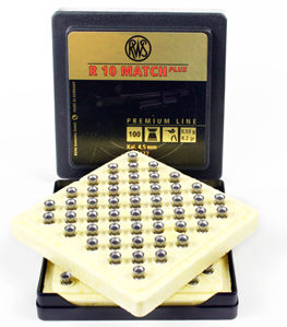 RWS-R-10 Match Heavy .177 Cal, 8.2 Grains, Wadcutter, 500ct sold in a sleeve of five with match pellet holders