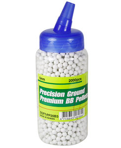 UHC Precision Ground Premium 6mm plastic airsoft BBs, 0.20g, 2,000 rds, white