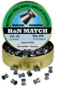 Beeman H&N Match .22 Cal, 13.73 Grains, Wadcutter, 200ct